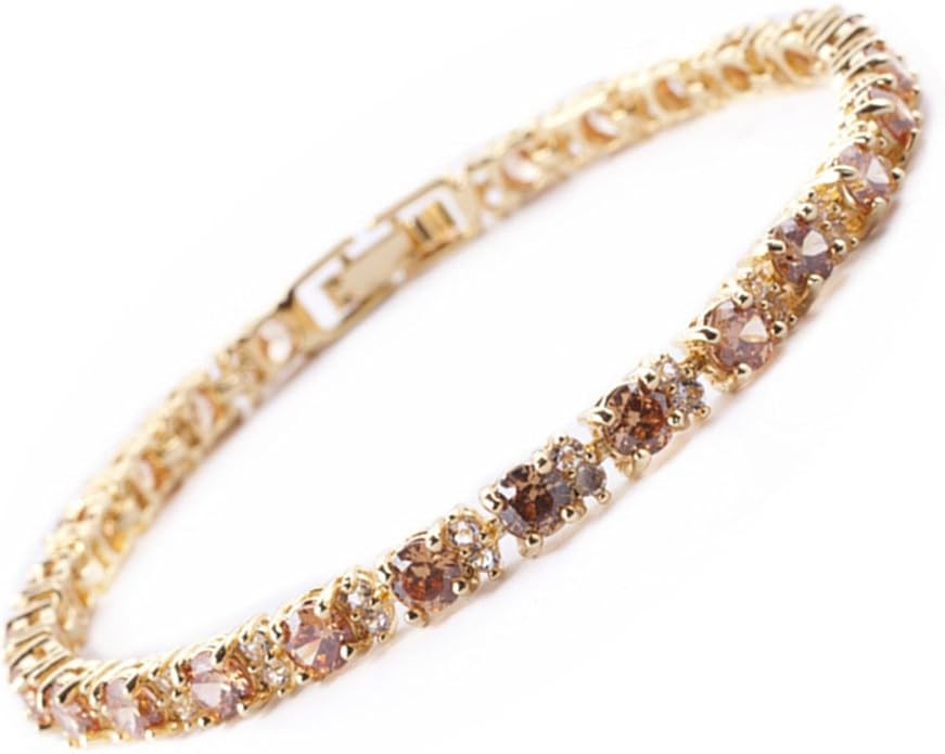 RIZILIA Eternity Tennis Bracelet & Round Cut CZ in Yellow Gold Plated, 7" | Amazon (US)