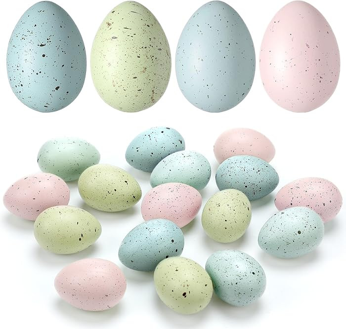 16 Pcs Easter Speckled Eggs 2.4 Inch Plastic Speckled Eggs Bowl, Vase Filler for DIY Spring Displ... | Amazon (US)