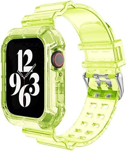 Wrist-B Compatible for Apple Watch Band 45mm 44mm 42mm 41mm 40mm 38mm 49mm,Transparent Crystal Clear Watch Band Sport Case and Band for iWatch Series 8/7/6/5/4/SE Women Men (Clear Yellow, | Amazon (US)