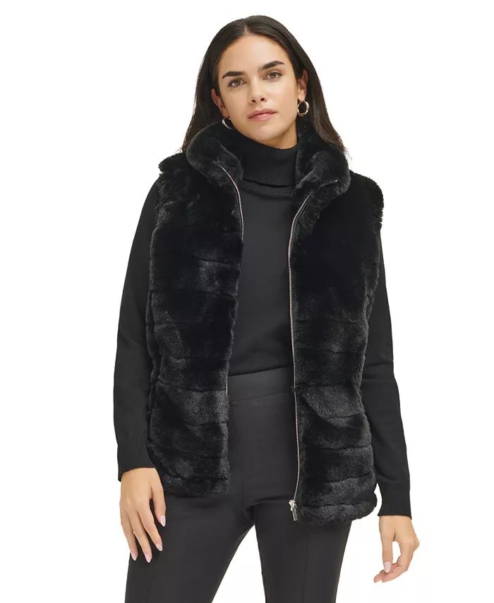 Calvin Klein Women's Faux Fur Front Vest - Macy's | Macy's