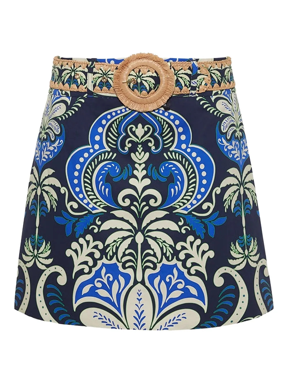 Blaze raffia-belt printed mini skirt | Farfetch Global