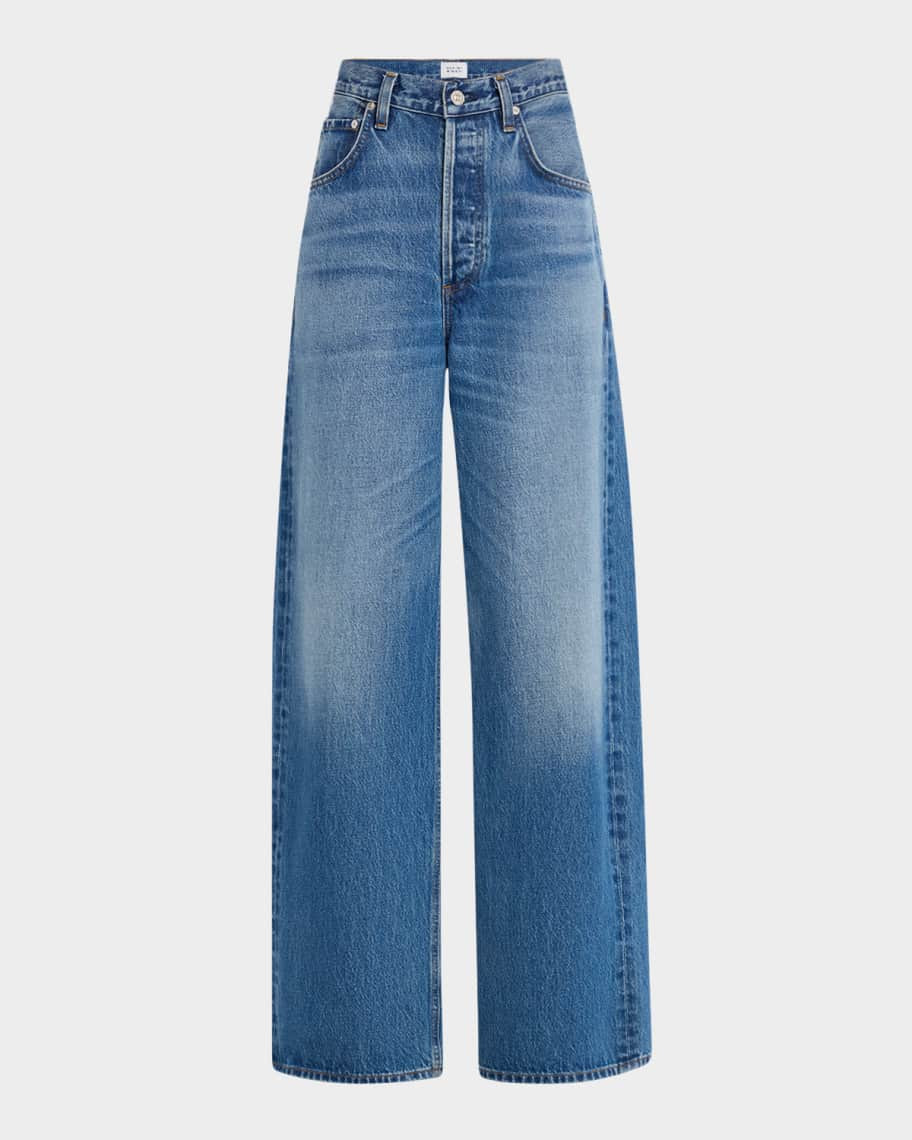 Ayla Baggy Straight-Leg Cotton Denim Jeans | Neiman Marcus