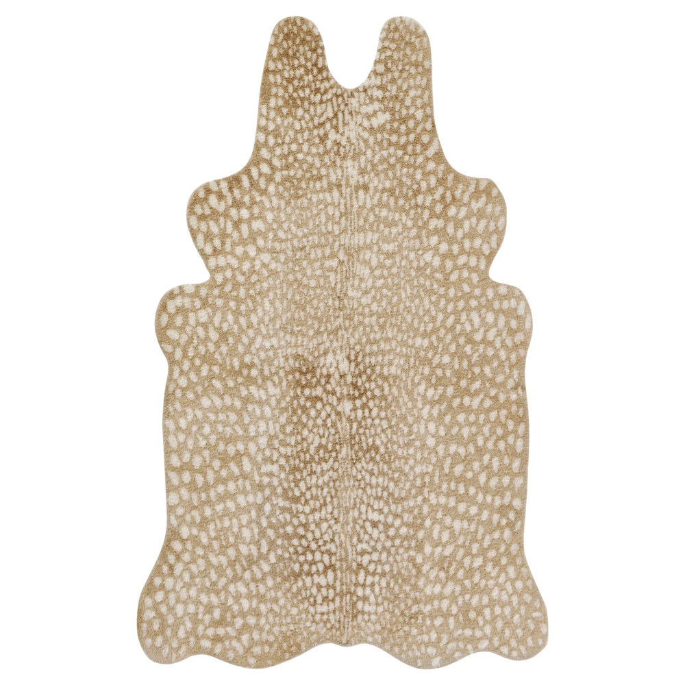 Erissa Modern Classic Beige Leopard Print Fur Hide Rug - 5'3"x7'10" | Kathy Kuo Home