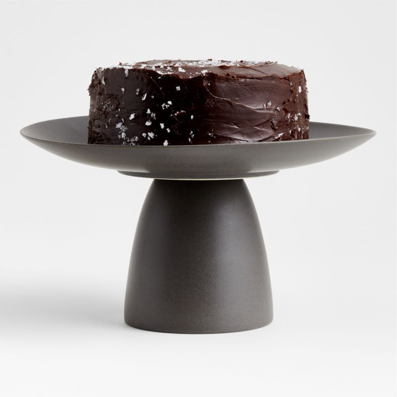 Craft Charcoal Grey Pedestal Plate + Reviews | Crate & Barrel | Crate & Barrel