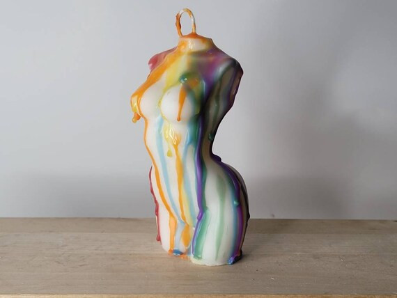 Rainbow Drizzle Torso Candle Small | Decor | Gift |Scented Candle | Venus | Goddess Candle | Etsy (CAD)