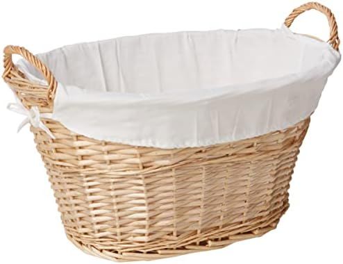 Household Essentials ML-5569 Willow Wicker Laundry Basket with Handles and Liner | Natural Brown | Amazon (US)