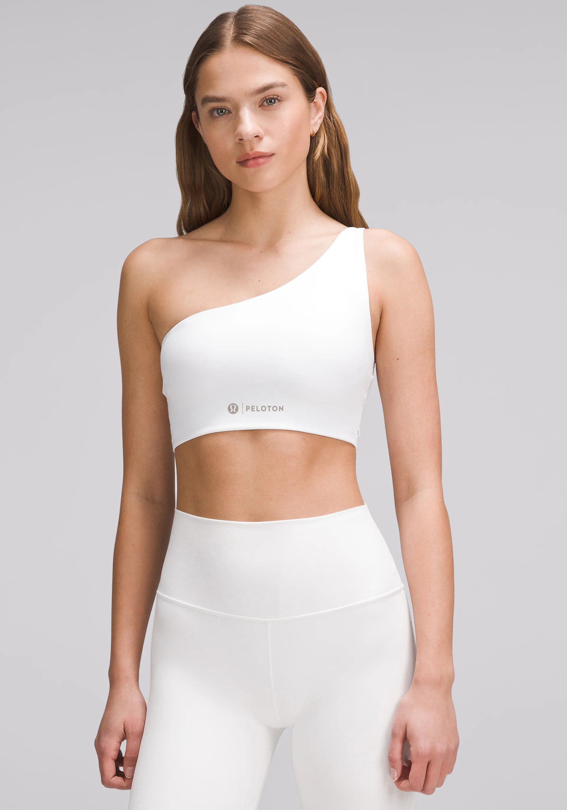 Peloton X Lululemon Women's Bend This One-Shoulder Bra| Light Support, A-C Cups in White - Cycling Performance Apparel | Peloton Apparel
