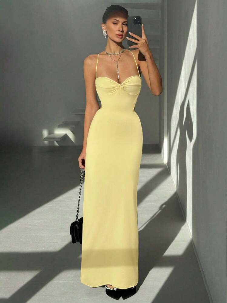 Aloruh Vestido De Verano De Mujer De Unicolor Y Espalda Abierta, Sexy | SHEIN