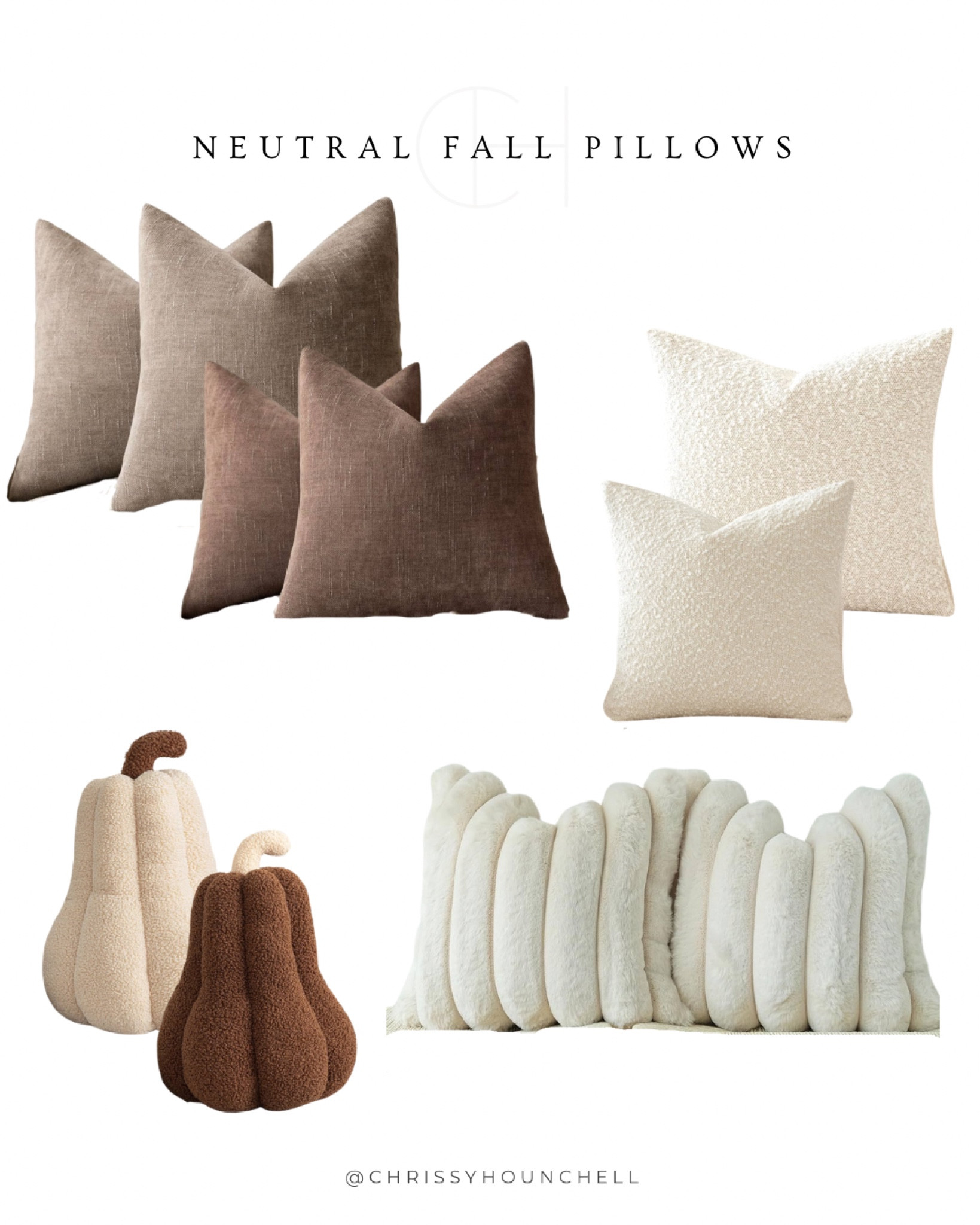 In the brown shaded pillows I got: 
Chocolate & Taupe Grey 

In the whiteish shaded pillows I got: 
Ivory & Pure White 

In the super soft furry pillow I got: beige

#LTKHome #LTKStyleTip #LTKFindsUnder50