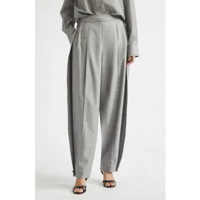 Zimmermann Valiant Stretch Wool Barrel Leg Pants in Grey Melange at Nordstrom, Size 1 | Nordstrom
