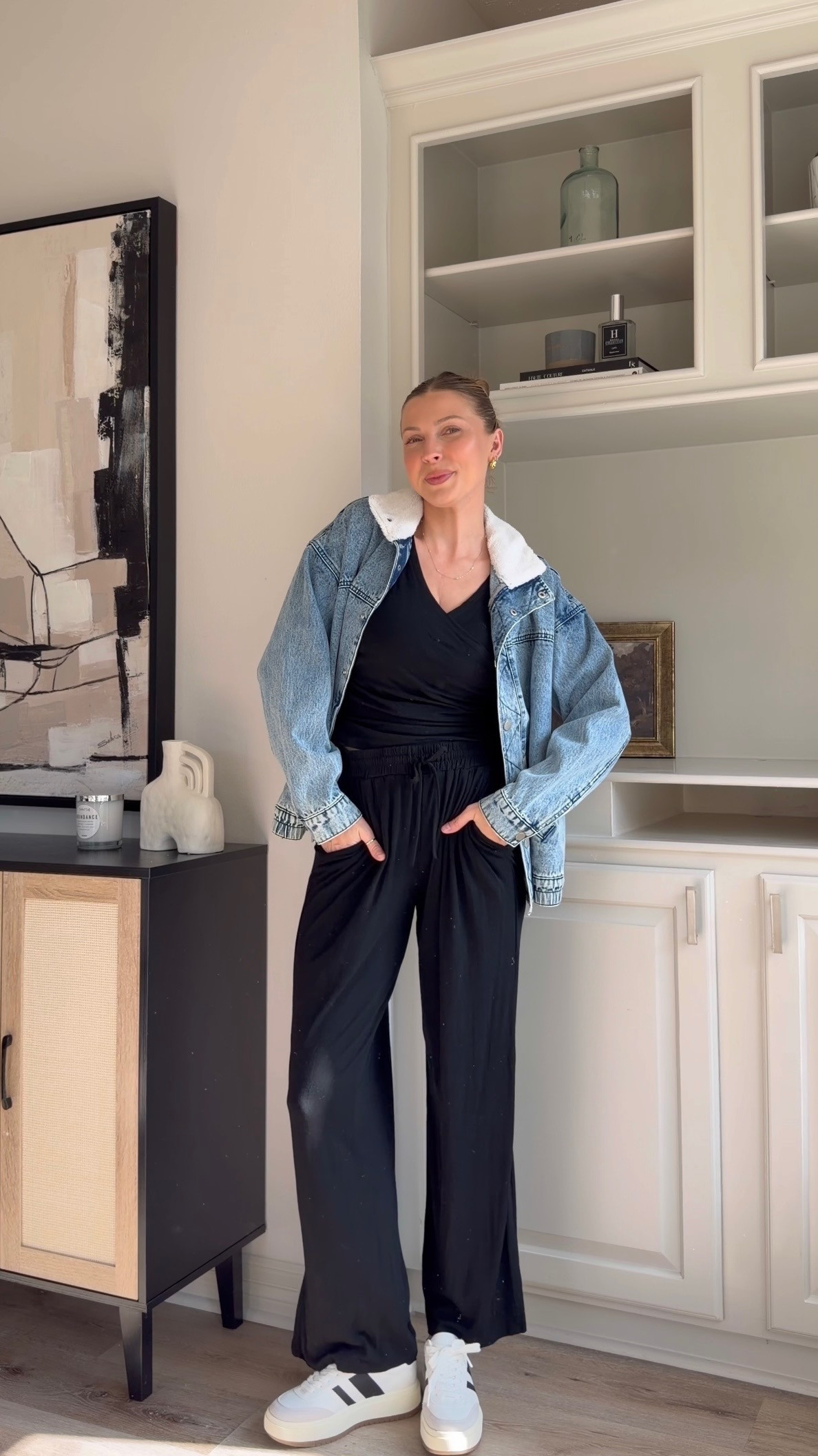 One of my fav matching sets I've worn through pregnancy, and postpartum! Perfect for nursing with the wrap v neck. Wearing S in set. 
 

 #LTKootd #LTKTall #LTKFindsUnder50