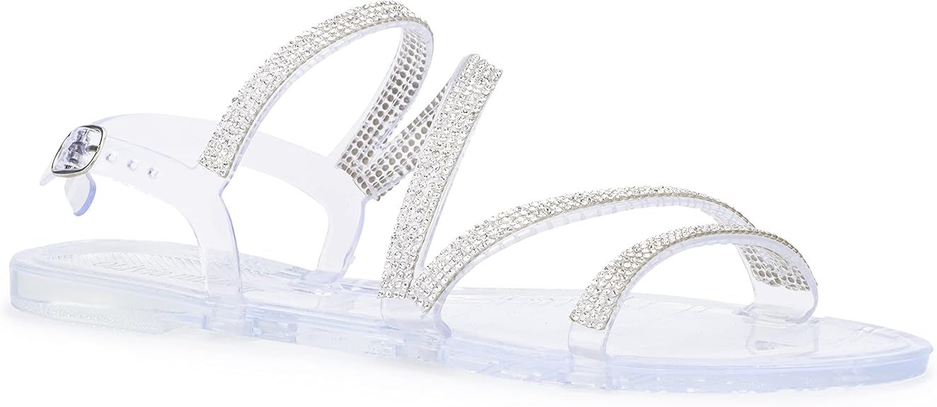 Olivia Miller Women’s Fashion Ladies Shoes, Isola PVC Jelly & Embellished Glitter Rhinestones S... | Amazon (US)