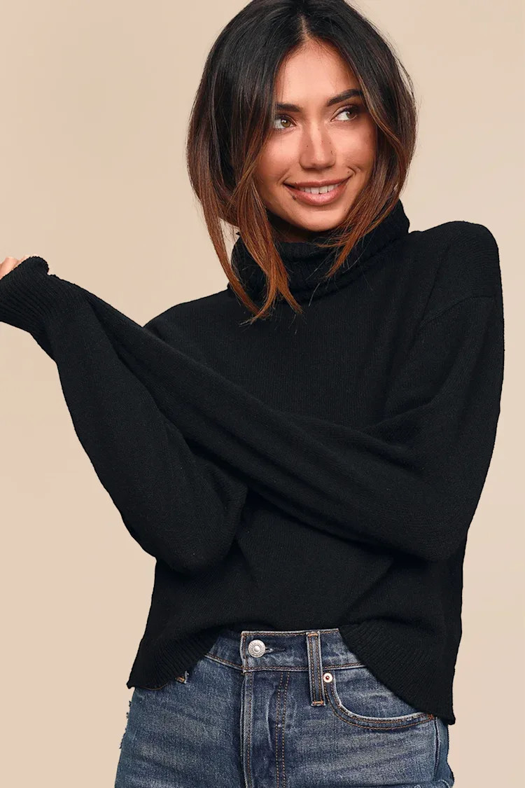 Amazing Memories Black Turtleneck Sweater | Lulus