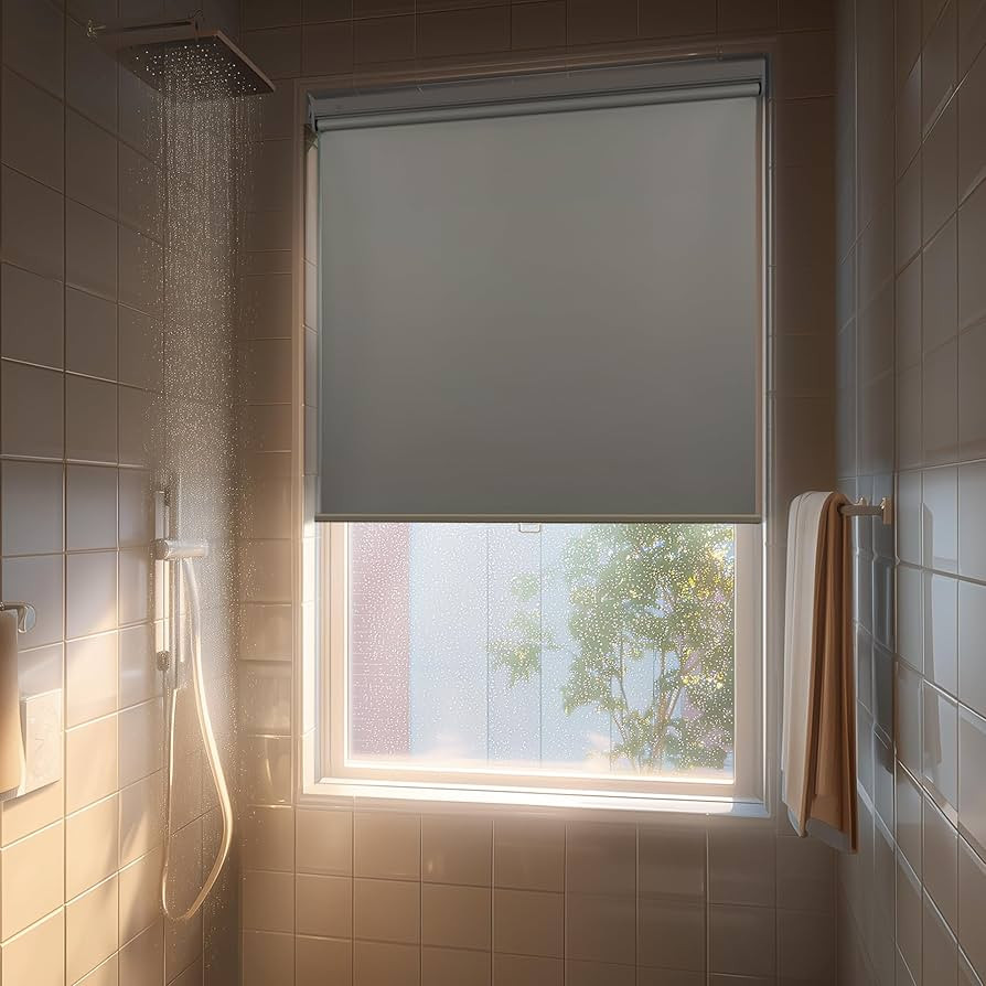 HESTIA No Drill Cordless Blackout Roller Shades Screwless Waterproof Shower Window Blinds, Auto-R... | Amazon (US)