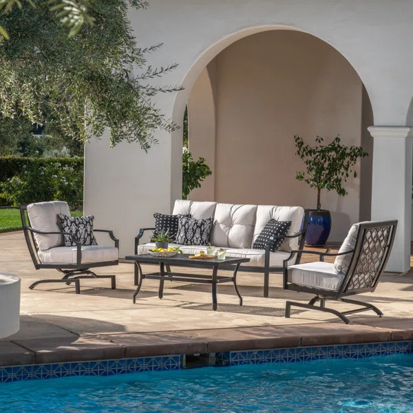 Aneri Metal 5 - Person Seating Group with Sunbrella Cushions | Wayfair North America