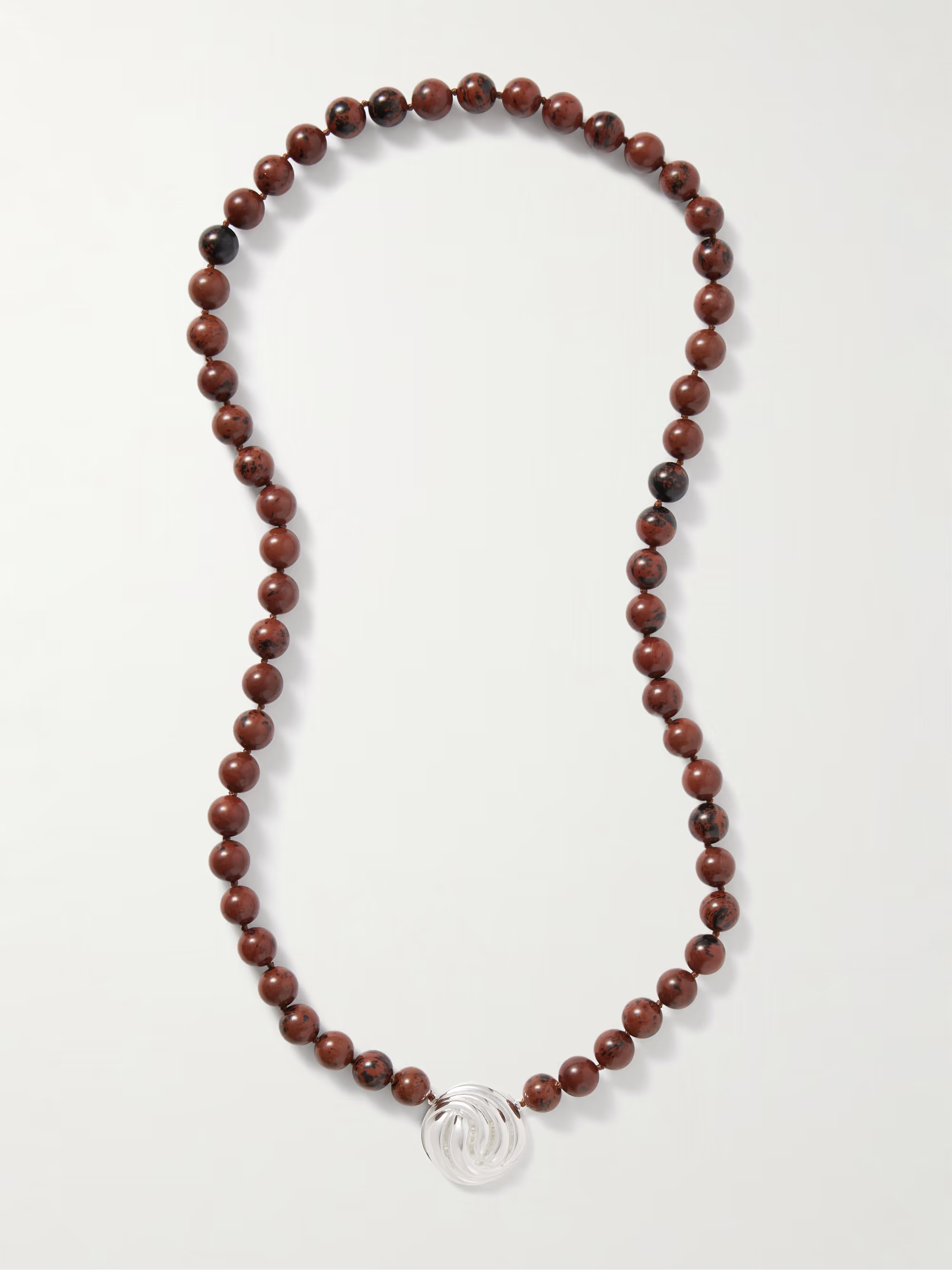 Rhodium-plated obsidian necklace | NET-A-PORTER APAC