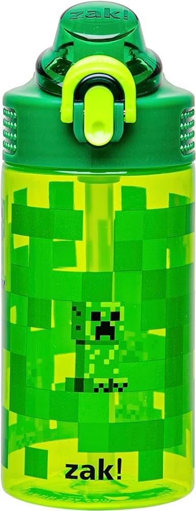 Zak Designs Sage Minecraft Kids Water Bottle For School or Travel, 16oz Durable Plastic Water Bot... | Amazon (US)