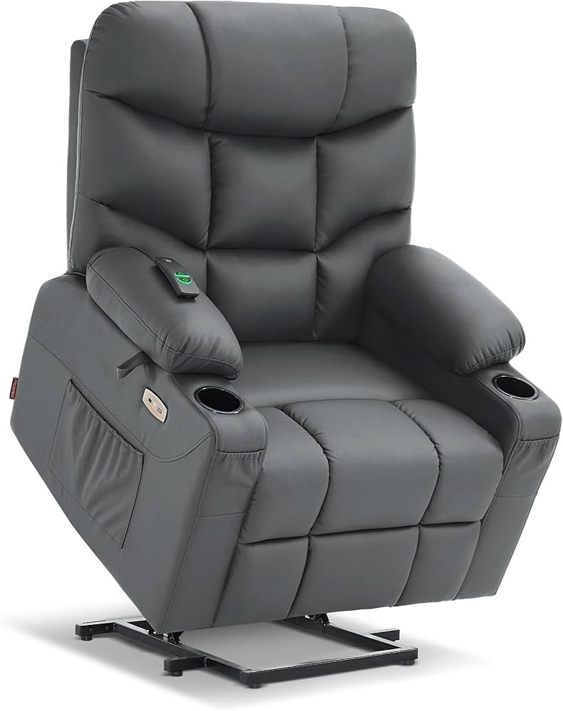MCombo Power Lift Recliner Chair with Extended Footrest for Elderly People, Faux Leather 7287 (Da... | Amazon (US)