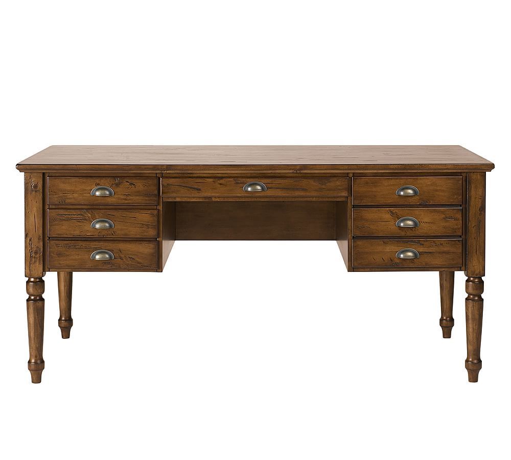 Printer's 64" Keyhole Desk with Drawers, Tuscan Chestnut | Pottery Barn (US)