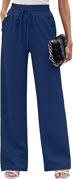 Heymoments Women's Wide Leg Lounge Pants Lightweight High Waisted Adjustable Tie Knot Loose Fit T... | Amazon (US)