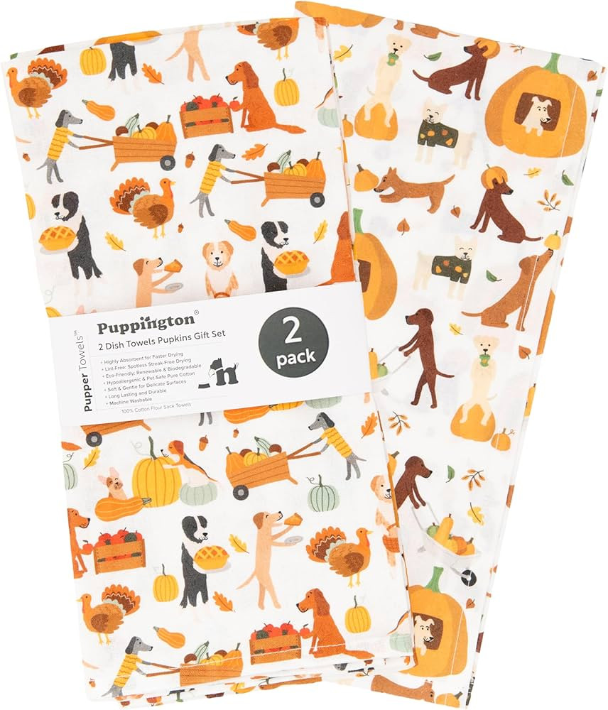 Puppington Dog Halloween Kitchen Towels - Halloween Dish Towels - Fall Decor - Thanksgiving Dog T... | Amazon (US)