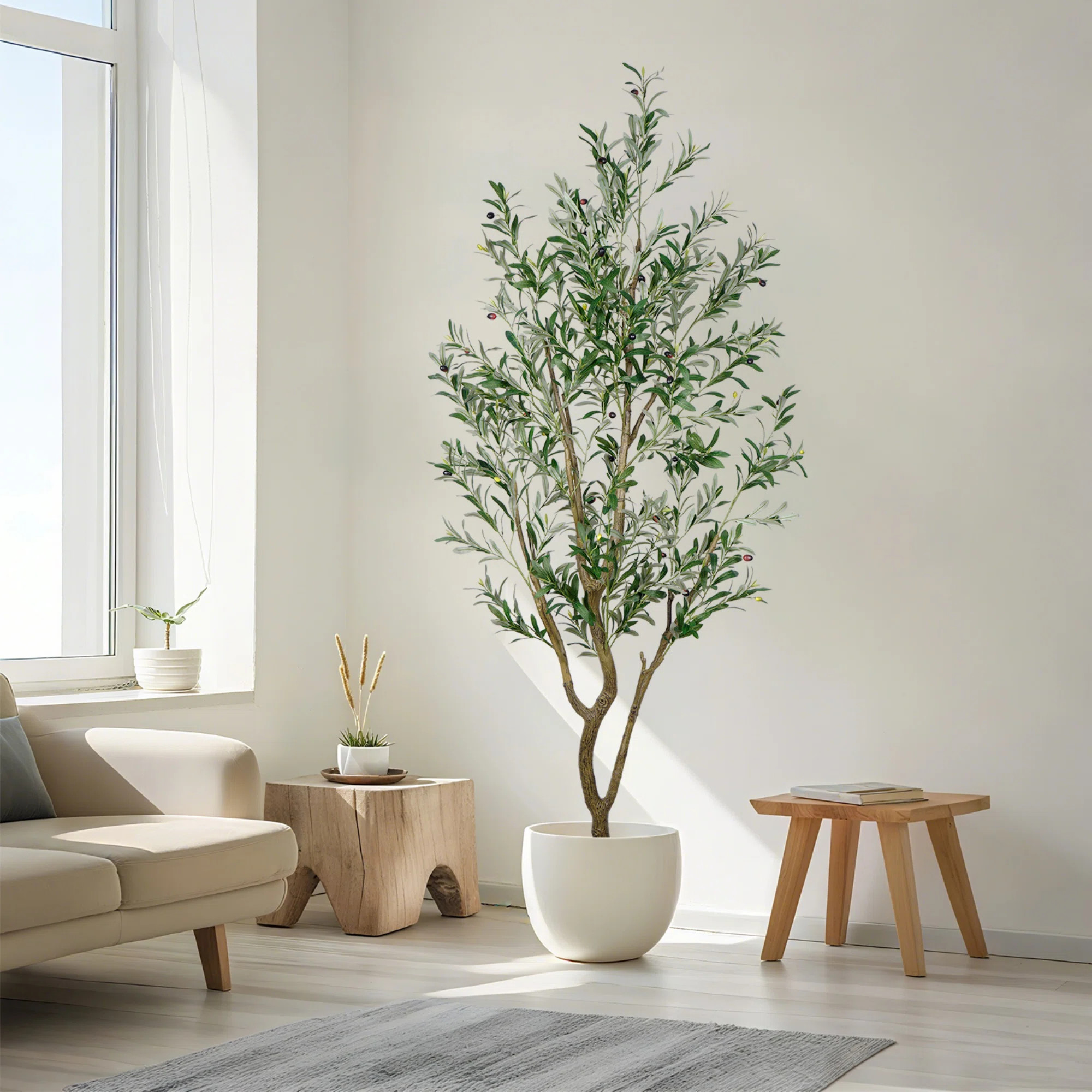 7Ft Faux Olive Tree With Fruit And Realistic Leaves For Home Decor | Wayfair North America