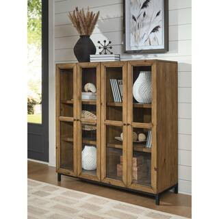 Wrenridge Brown 50.13 in. Accent Cabinet with 4 Shelves and Doors | The Home Depot