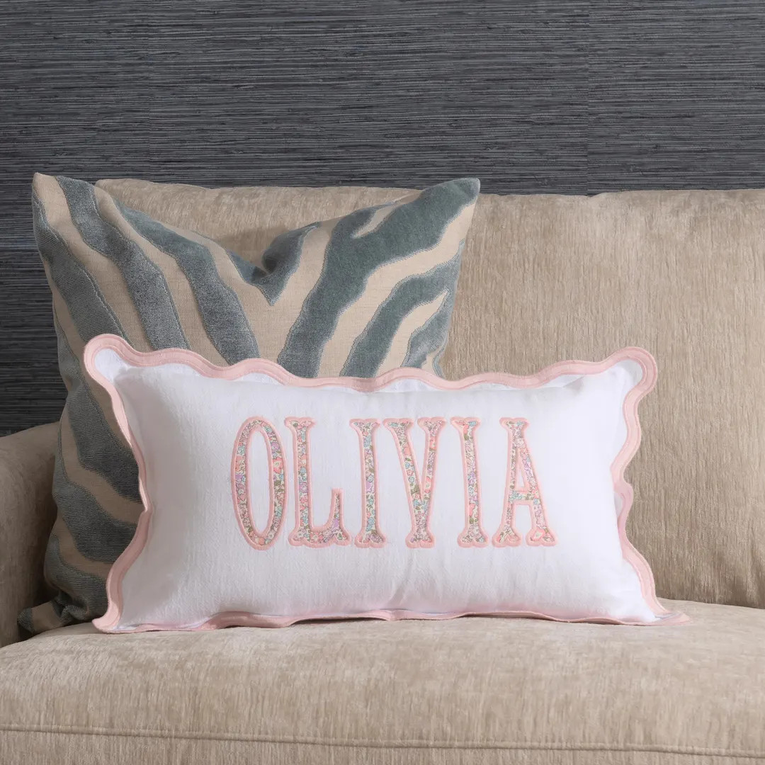 12x20 in Personalized Scalloped Applique Name and Monogram Pillow Cover - Etsy | Etsy (US)