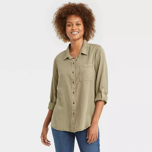 Women's Long Sleeve Button-Down Shirt - Knox Rose™ Green | Target