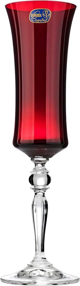 40792/190/382840 6 Oz Crystal Champagne Flutes, Red Old-Fashioned Glasses on a Long Stem, Set of ... | Amazon (US)