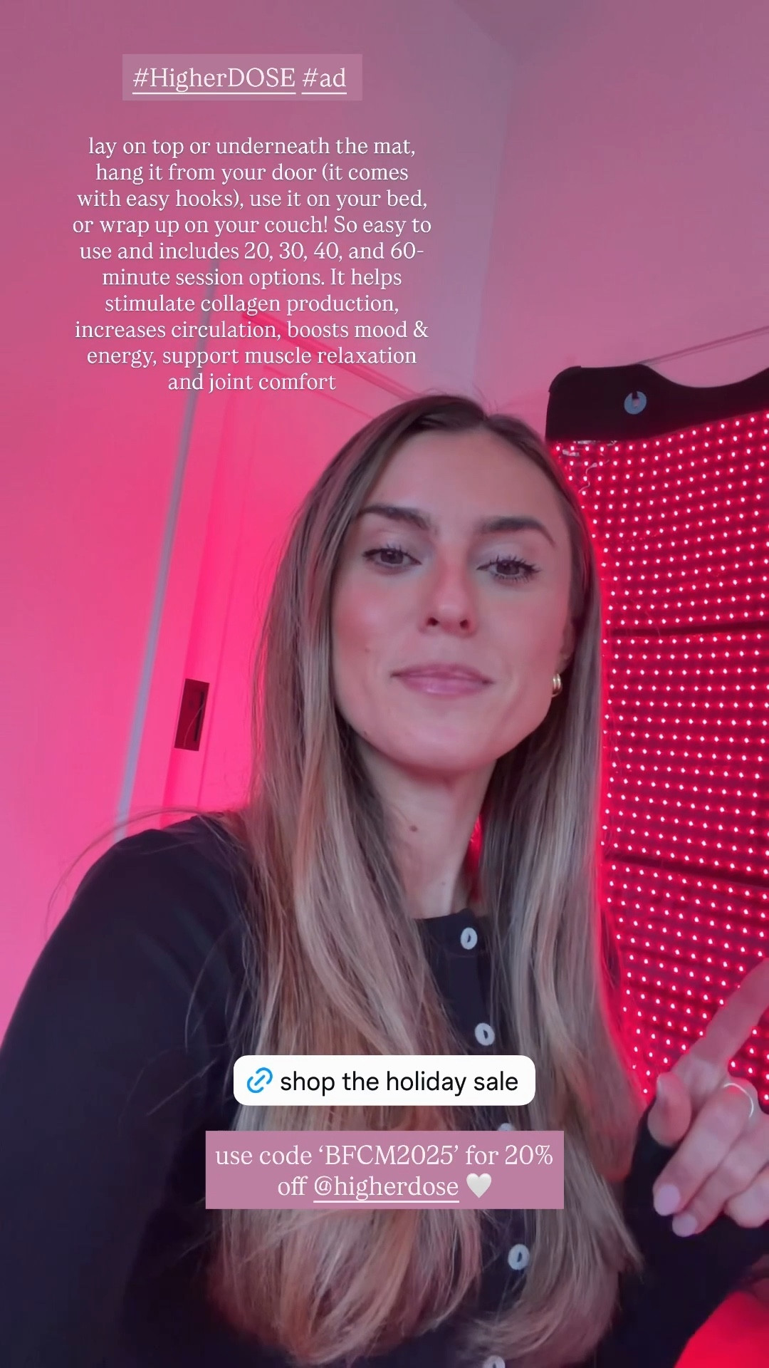 I love @higherdose so much. Such an easy way to elevate your wellness routine 💆‍♀️ 
This red light mat has been a game changer and it’s 20% off with code BFCM2025 right now on their site. I linked a few of my other favorites from HigherDOSE below
#HigherDOSE #ad

#LTKfitnessgoals #LTKselfcare #LTKGiftGuide