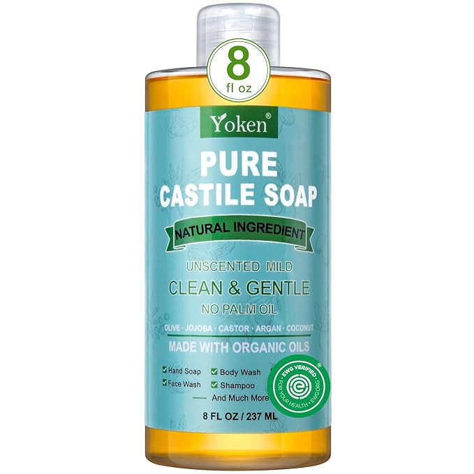 Yoken Pure Castile Liquid Soap Organic (EWG Verified, Unscented, 8 OZ), Made with Organic Oils, N... | Amazon (US)