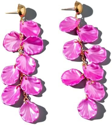 Boho White Acrylic Seashell Stud Earrings for Women, Statement Layered Long Tassel Shell Drop Dan... | Amazon (US)