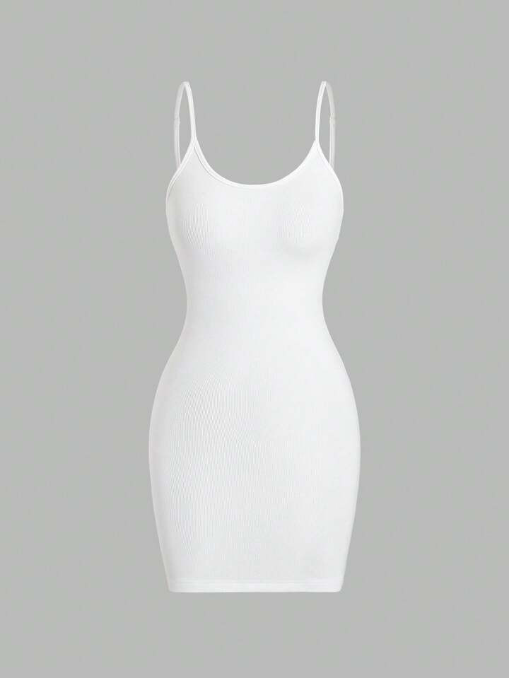 Sweetra Ladies' Solid Color Bodycon Cami Dress Mini Short Women Outfit | SHEIN