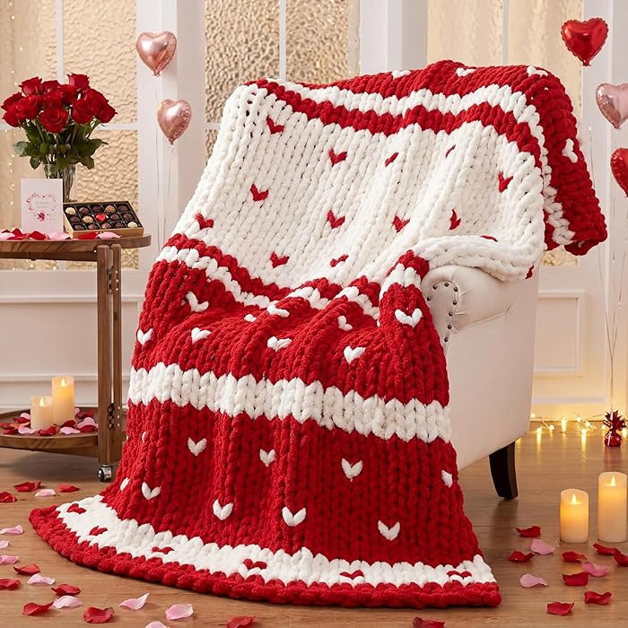 Mindsoft Chunky Knit Throw Blanket Large 50" X 60" Handmade Cream Chenille Loop Yarn Fluffy Soft ... | Amazon (US)