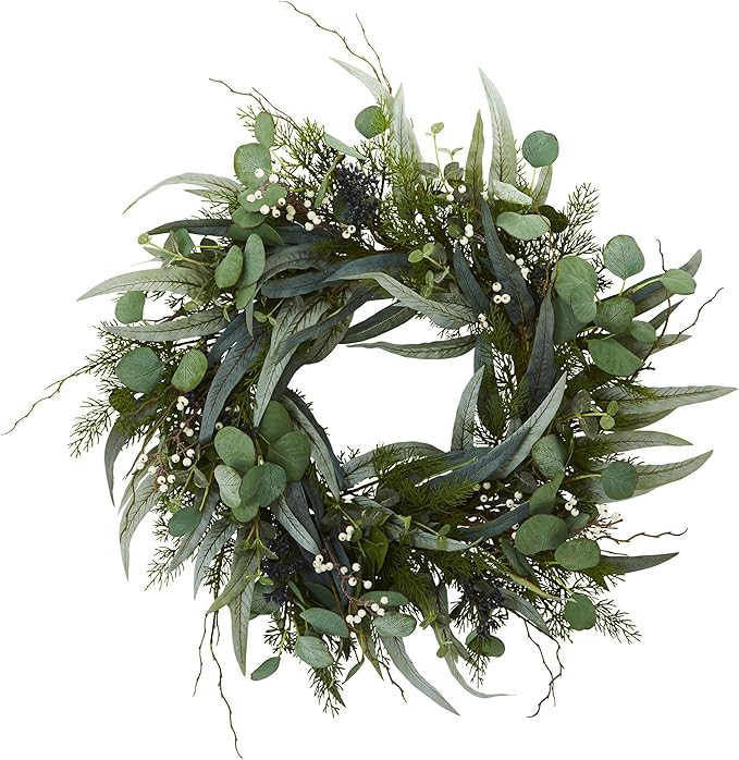 Nearly Natural 24 in. Eucalyptus and Mixed Greens Artificial Wreaths | Amazon (US)