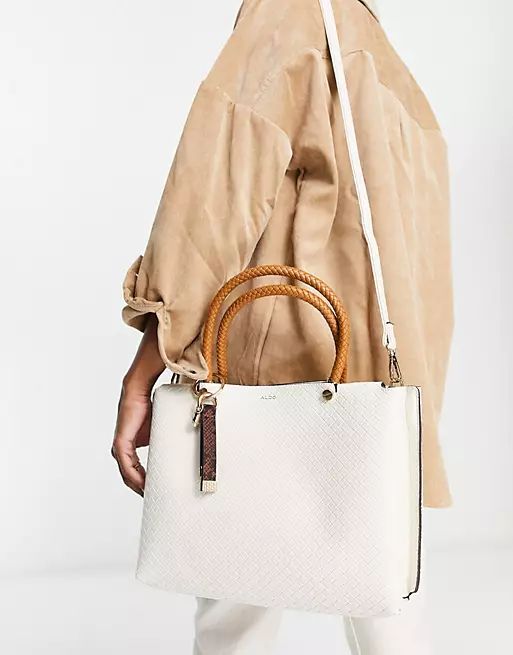 ALDO Criratha tote bag in white woven | ASOS (Global)