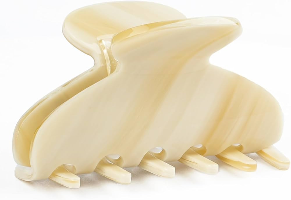 MAORULU Medium Cute Acetate Hair Claw Clip for Women Girls, 3 Inch Cream White Claw Clips for Thi... | Amazon (US)