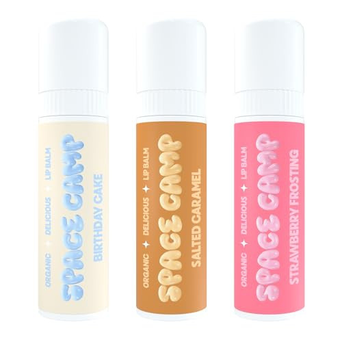 Space Camp Wellness Jumbo Lip Balm - Birthday Pack Variety Flavored Balm (Birthday Cake, Salted Caramel, Strawberry Frosting) - 3 Pack | Amazon (US)