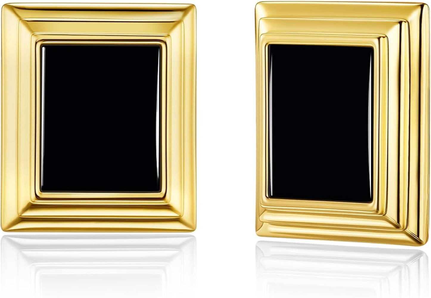 18K Gold Plated Burgundy Maroon Black Large Chunky Thin Ribbed Chamfered Square Geometric Dangle ... | Amazon (US)