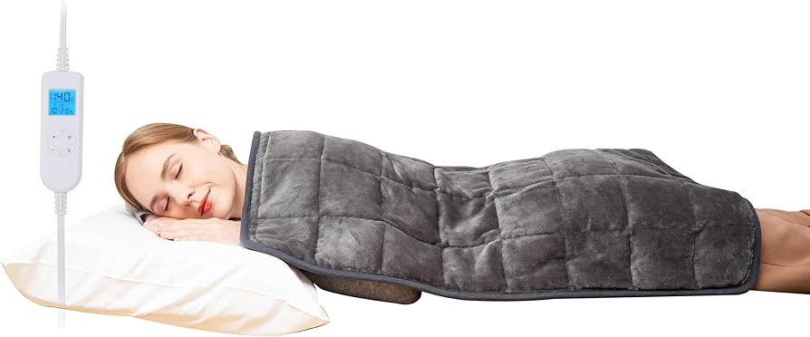 New 2023 Ruqiji 17''x33'' Weighted Heating Pad, 6lbs with Fast-Heating Technology&10 Temperature ... | Amazon (US)