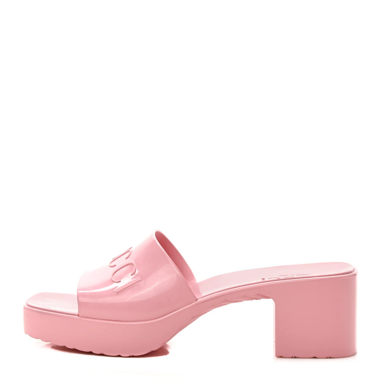 Rubber Gucci Logo Womens Platform 20/60mm Slide Sandals 35 Wild Rose | FASHIONPHILE (US)