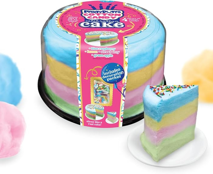 PartyPuffs Jumbo Cotton Candy Cake 13oz \u2013 Slices Like Real Cake \u2013 Strawberry Apple Blue... | Amazon (US)