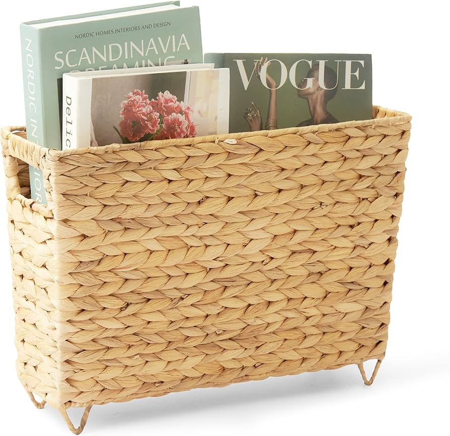Artera Magazine Wicker Basket with Handles, 15.5 L x 5.3 W x 10 H in, Bathroom - Home Office Hand... | Amazon (US)
