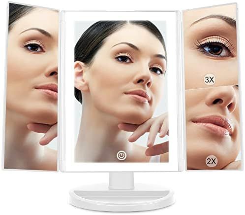 Beautyworks Backlit Makeup Vanity Mirror 36 LED Lights Touch-Screen Light Control, Tri-Fold 1/2/3... | Amazon (CA)