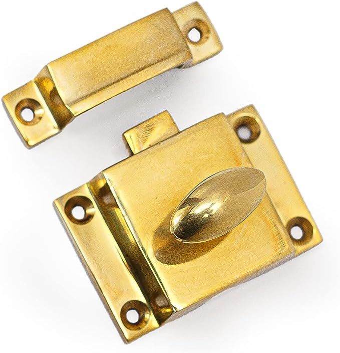 Unlacquered Brass Cabinet Latches for Doors, Cabinets, and Drawers, Antique Unlacquered Finish, I... | Amazon (US)