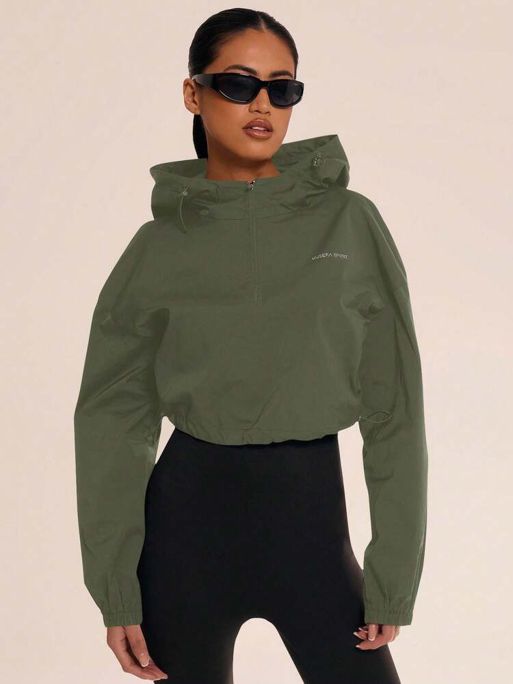 Musera Sport Women Hooded Cropped Nylon Zip Up Sports Jacket ,Padel, Tennis, Pickleball Gym Fitness Yoga Pilates Daily Casual | SHEIN