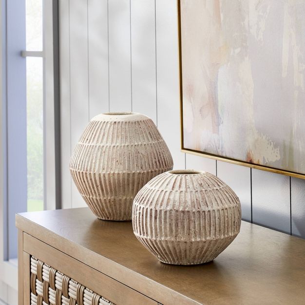 Large Carved Cream Vase - Threshold&#8482; designed with Studio McGee | Target