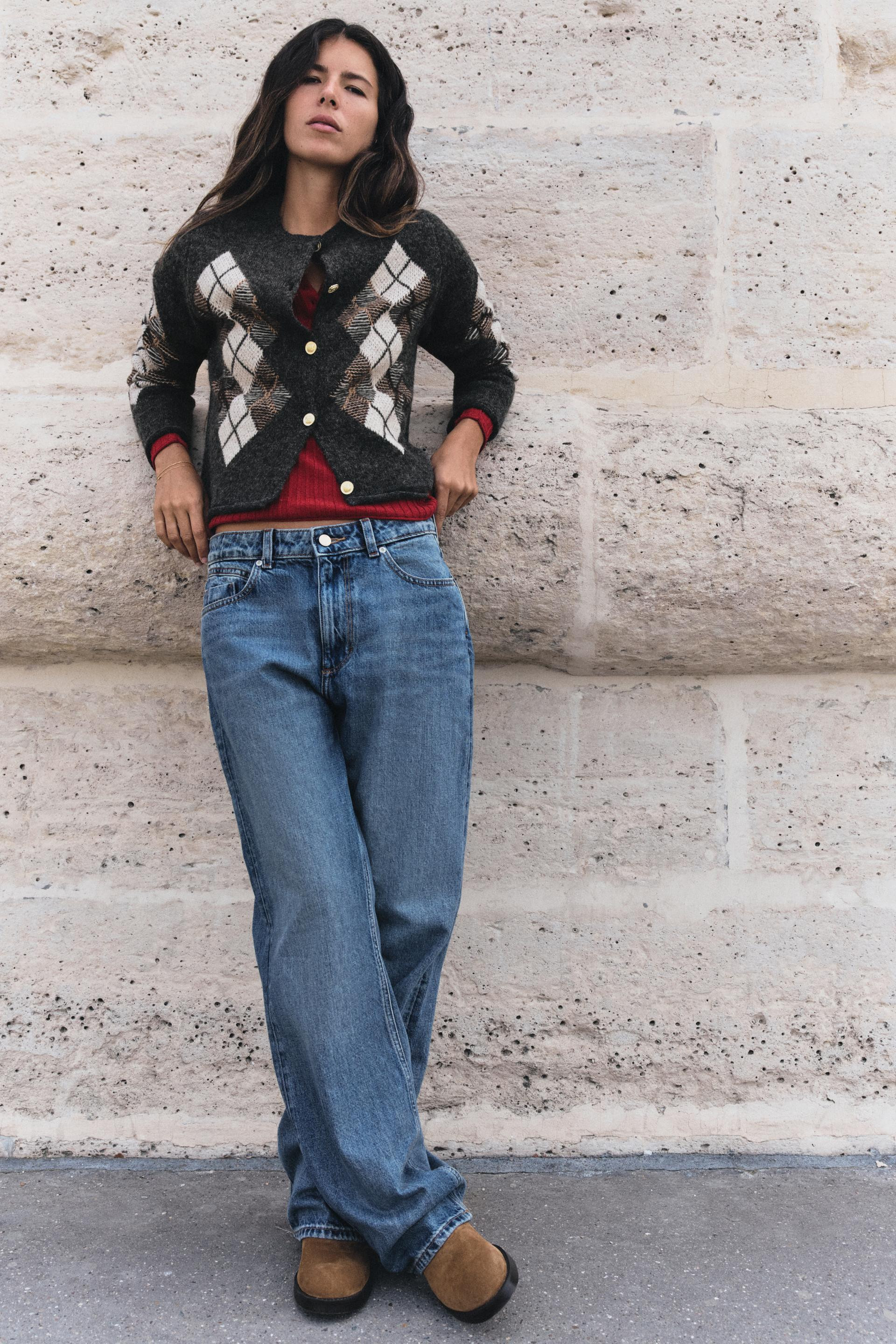 ARGYLE KNIT CARDIGAN | Zara UK