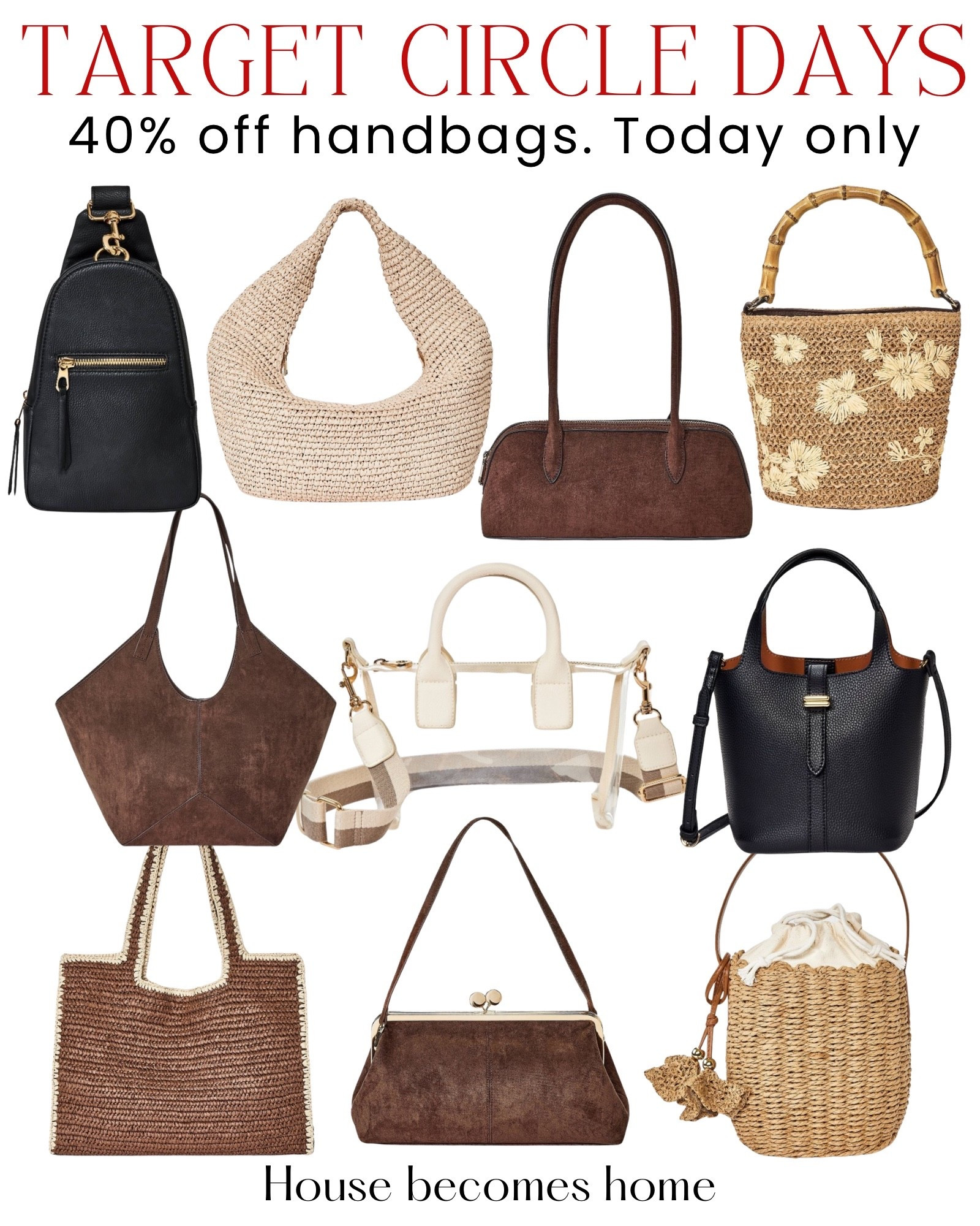 Target circle week! 40% off handbags! Today only!

#LTKSaleAlert #LTKTravel #LTKSeasonal